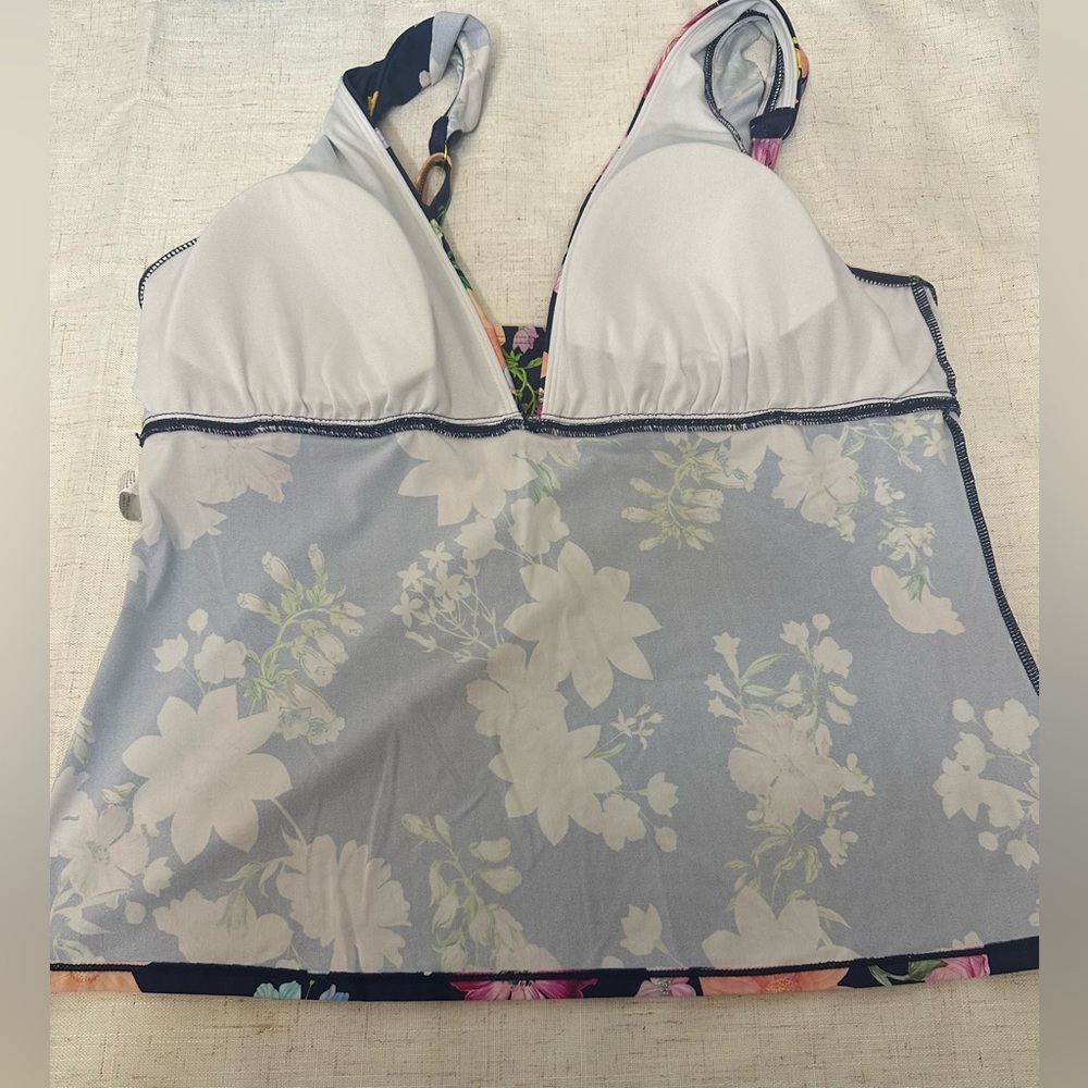Blue Ruched Floral Blouse Swimwear 🌴☀️ - Picture 12 of 14